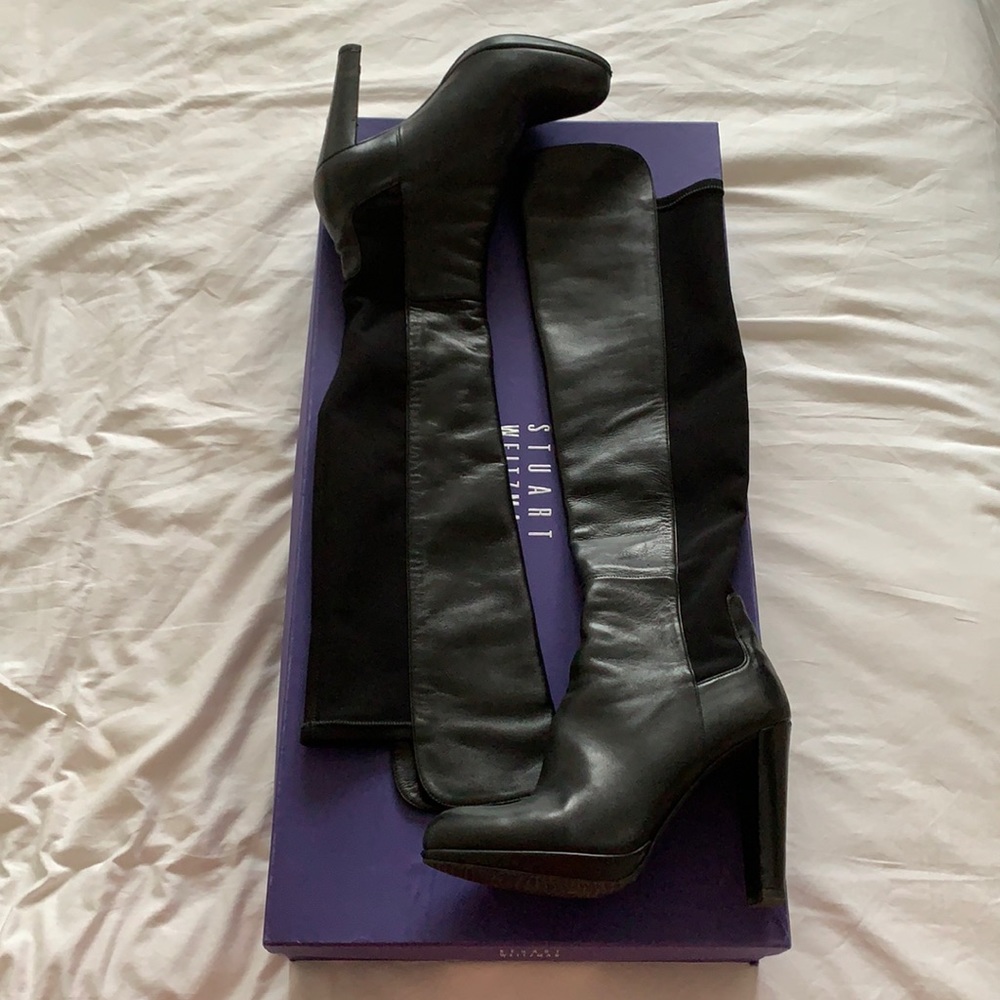Stuart Weitzman Highway 50/50 OTK Leather Boot 8.5